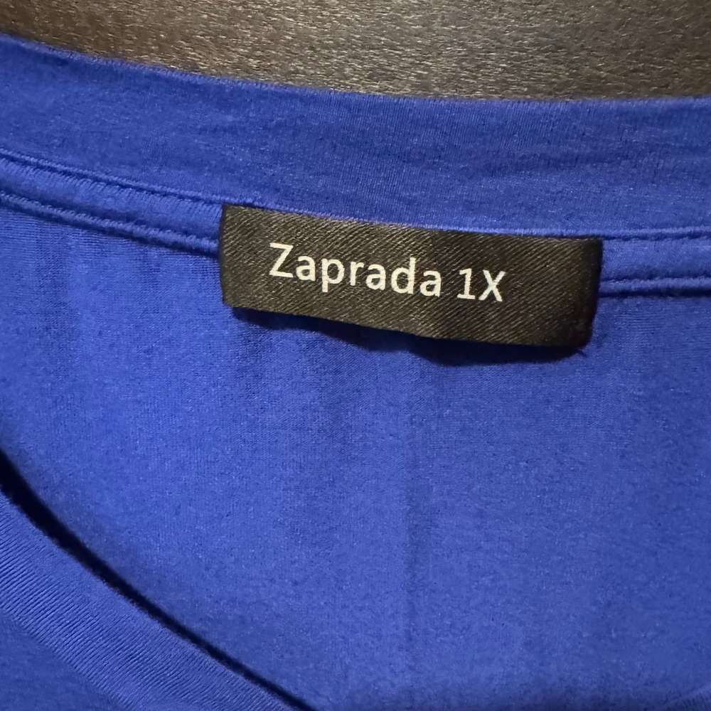 Zaprada Womens Royal Blue Sleeveless V-Neck Tunic Top 1X Good - Picture 2 of 4